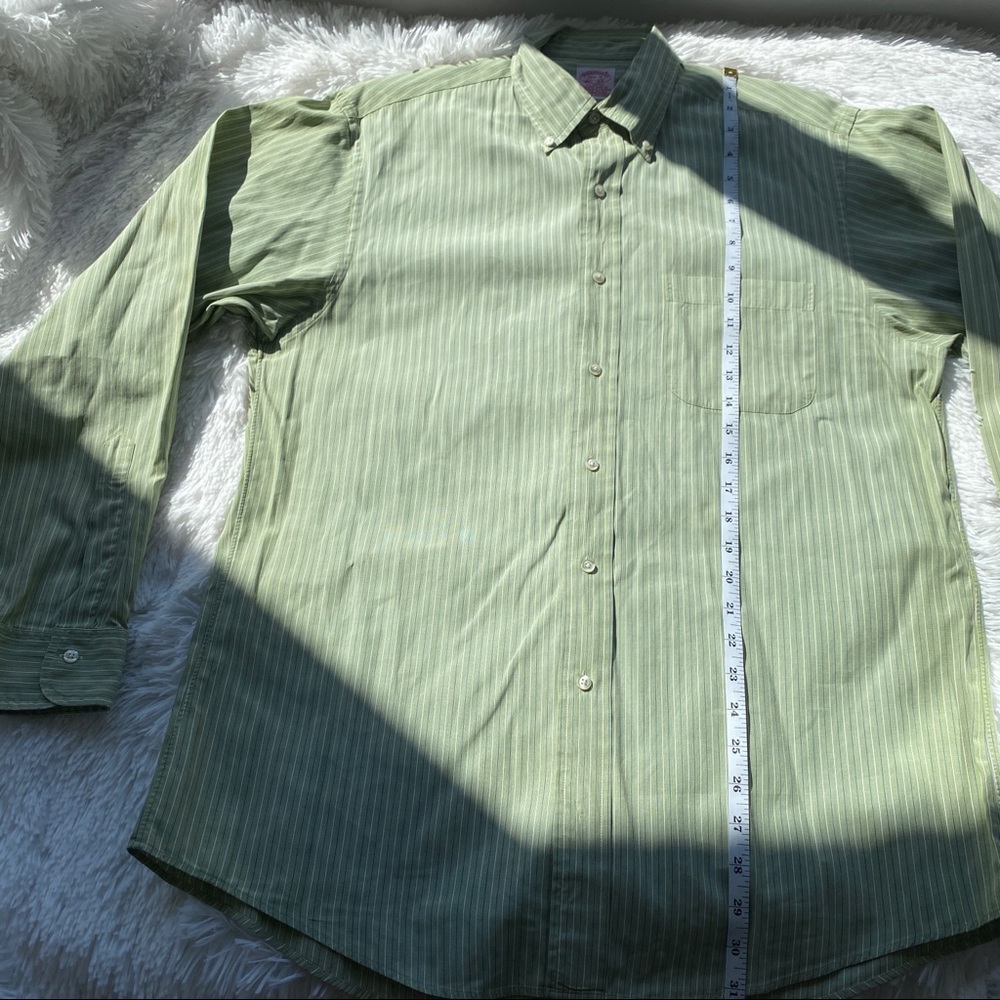 BROOKS BROTHERS Green Striped Button Up Shirt 15.5 - Picture 4 of 12